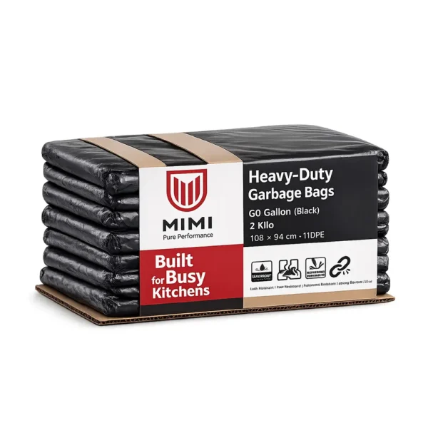 CoreShield™ Heavy-Duty Garbage Bags – 60 Gallon High-Performance Trash Liners (Flat Pack)